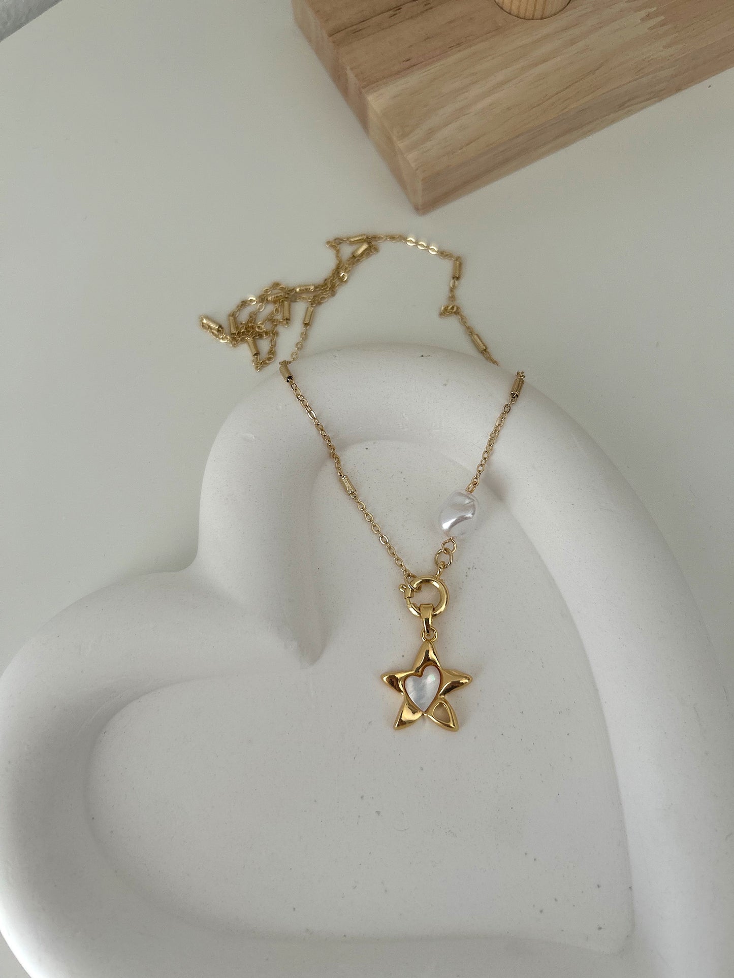 Star necklace with marble heart