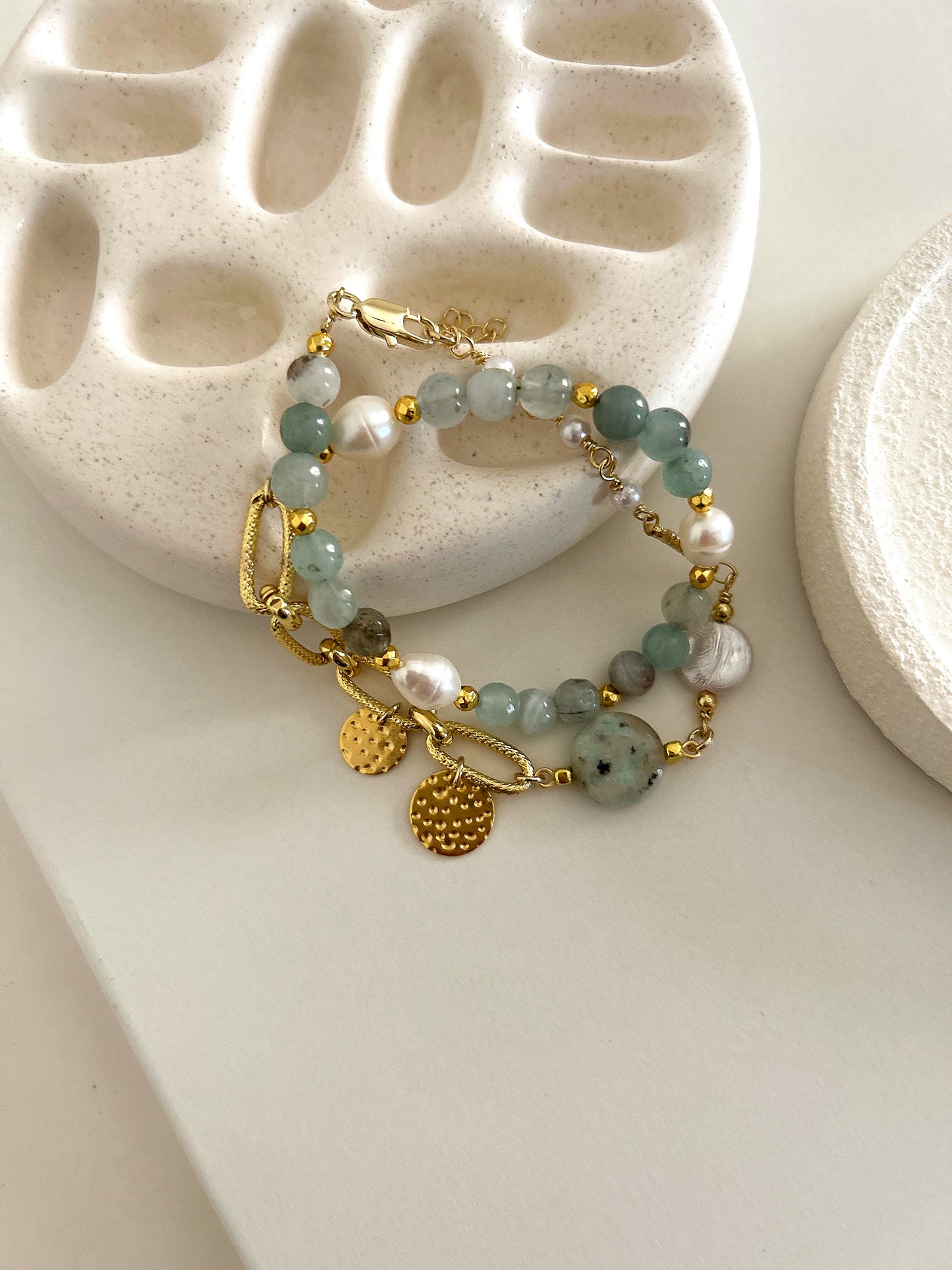 Mint stones 2 layers bracelet